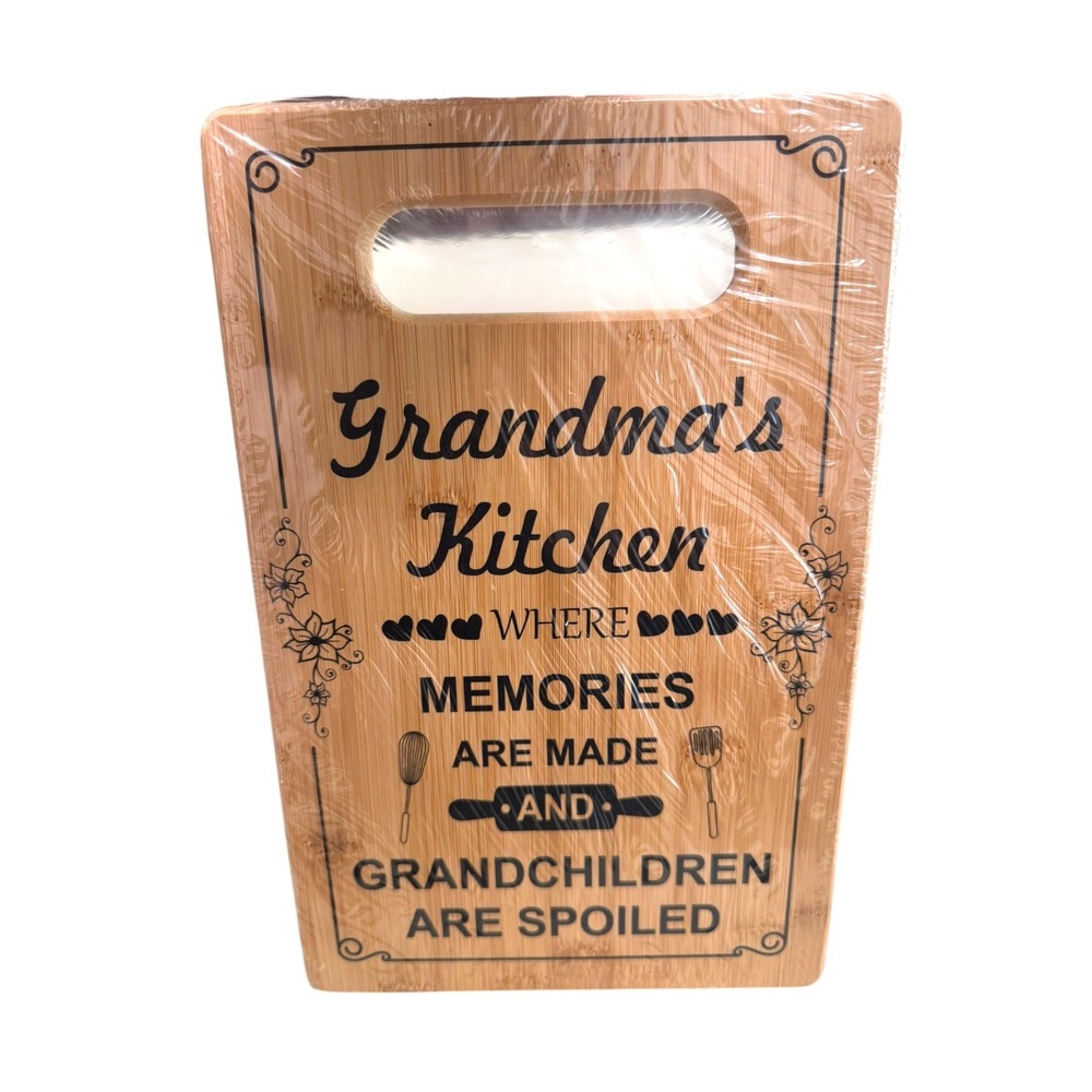 Grandmas Kitchen Bamboo Cutting Board Decorative Wood Serving Tray Gift New